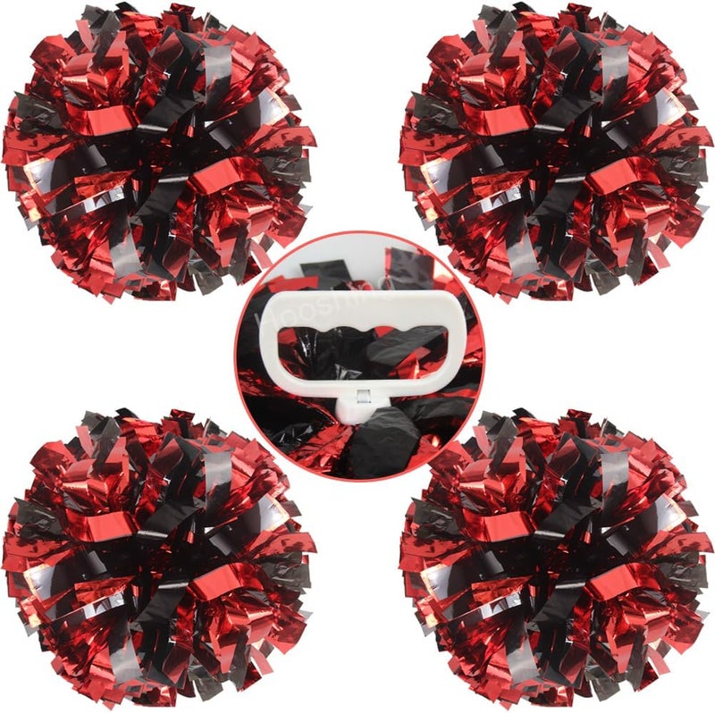 Hooshing 4PCS Pom Poms Cheerleading with Finger-Friendly Handle for Cheering Squad & Dance Team - Image 1